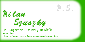 milan szuszky business card